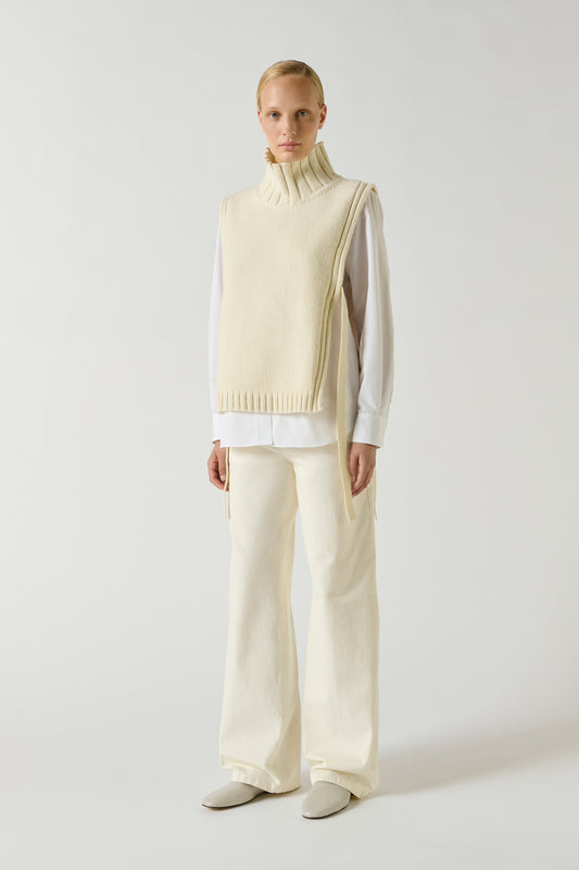 Pull Or - Ecru - Laine - Femme