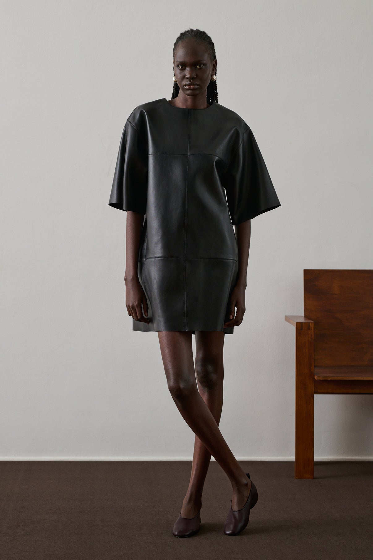 Robe Gisele - Noir - Cuir - Femme vue 1