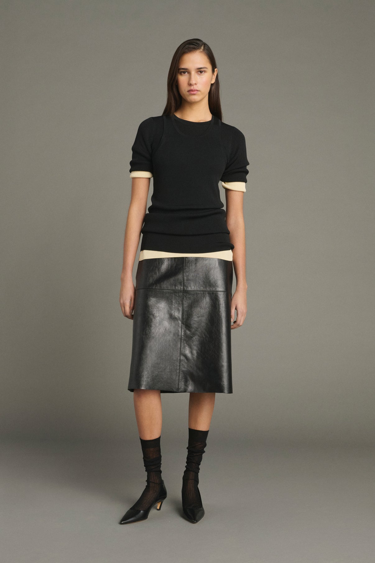 Gwen skirt - Black - Leather - Women vue 1