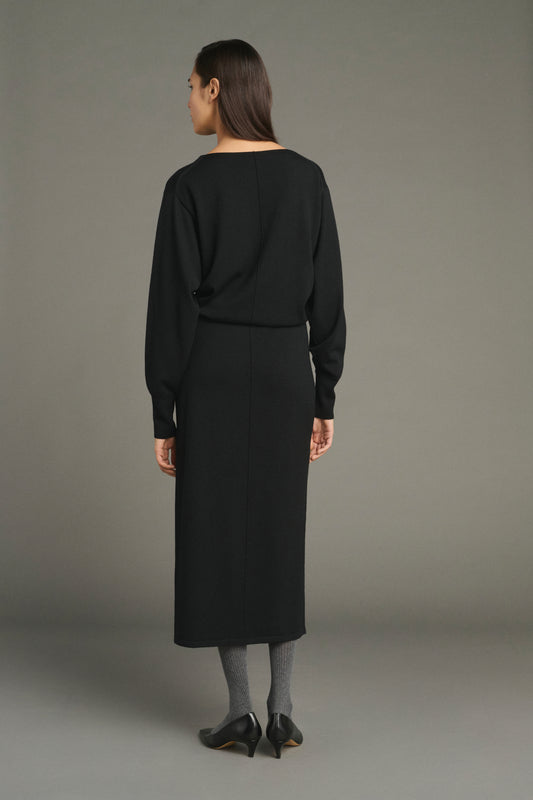Kathleen dress - Black - Merino Wool - Women