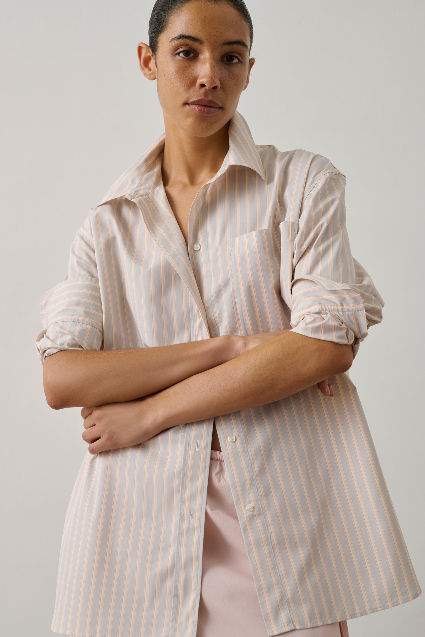 Shirt Carlotta - Orange/Grey - Cotton - Women
