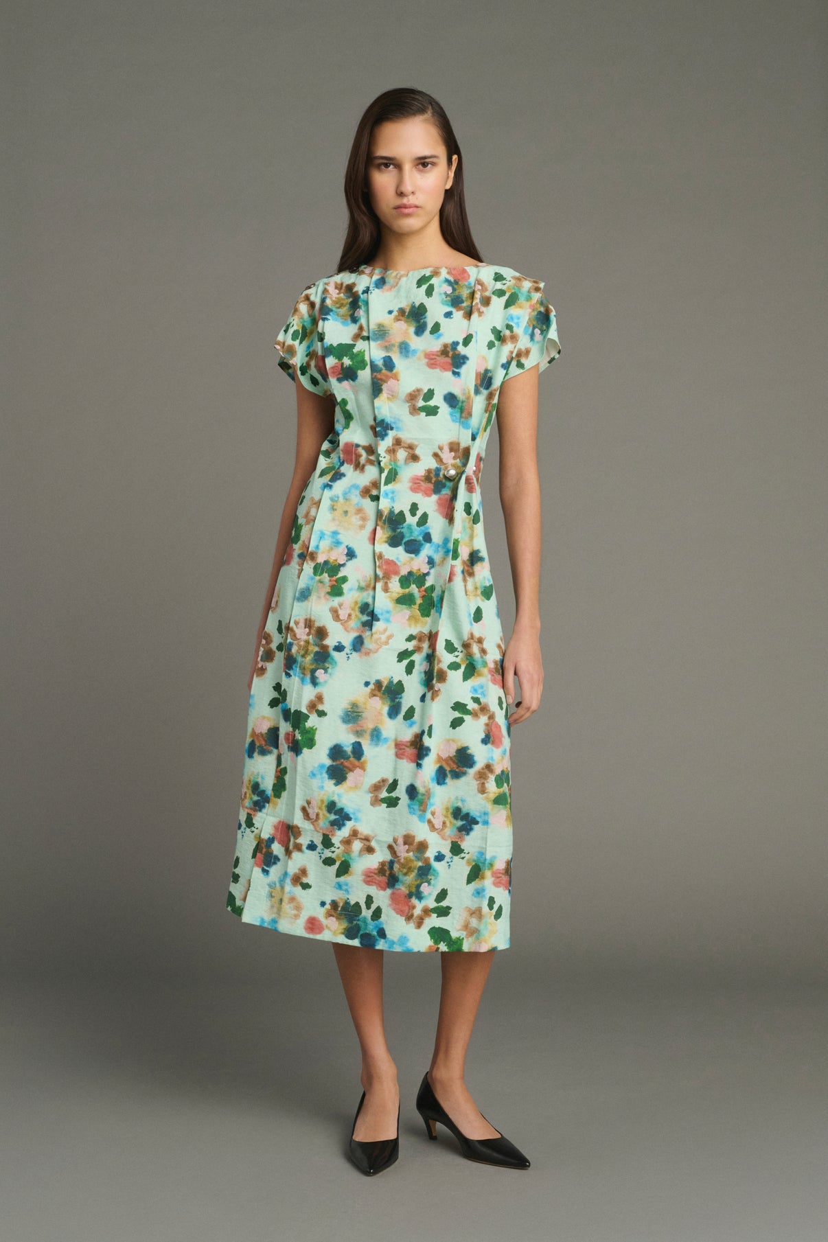 Jade Dress - Turquoise - Silk - Women vue 1