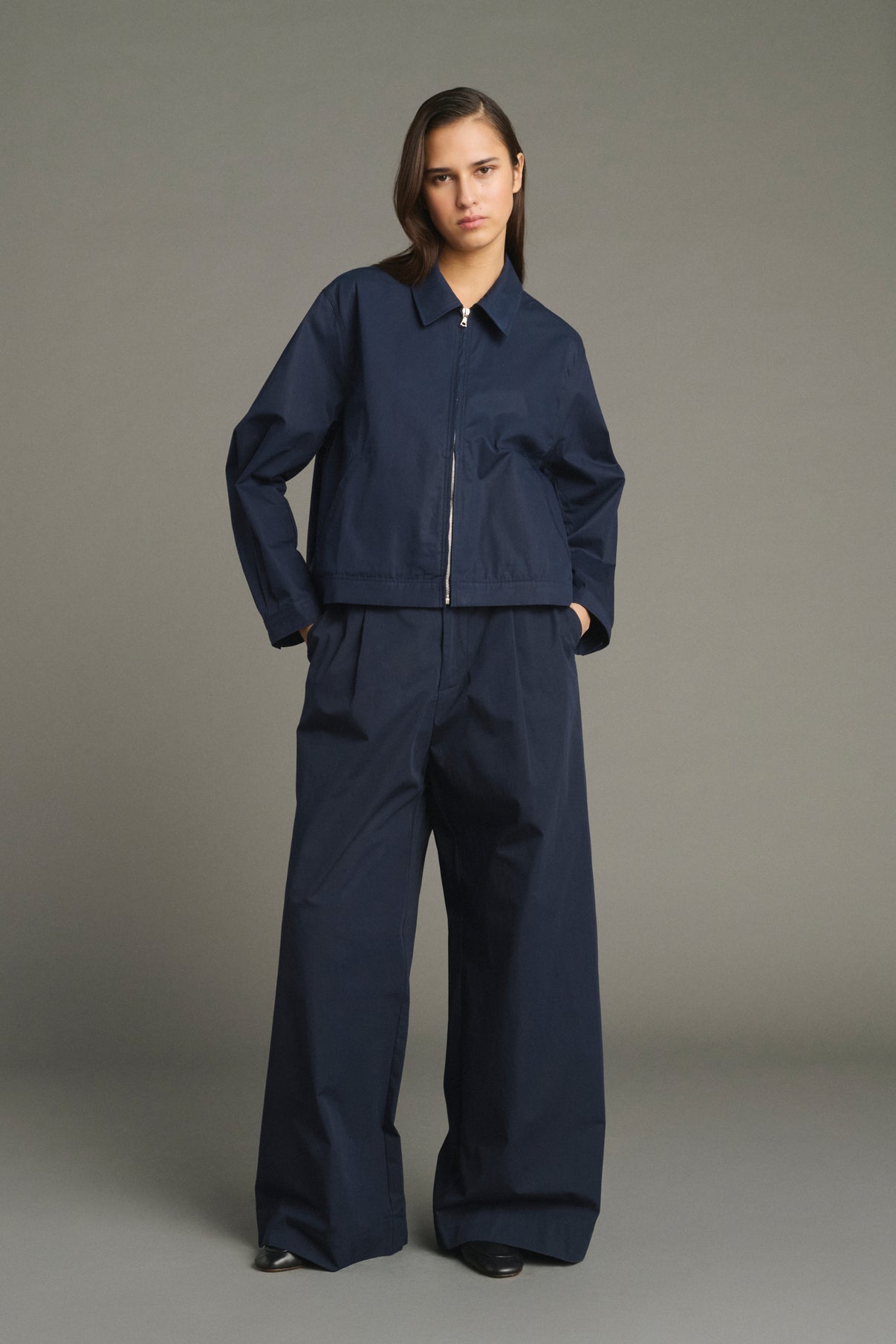 Hugues Trousers - Navy - Cotton - Women vue 1