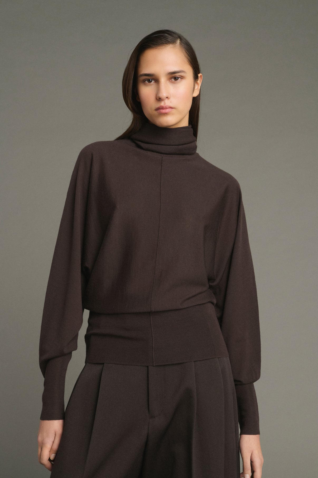 Lindsay pullover - Chocolate - Merino Wool - Women vue 1