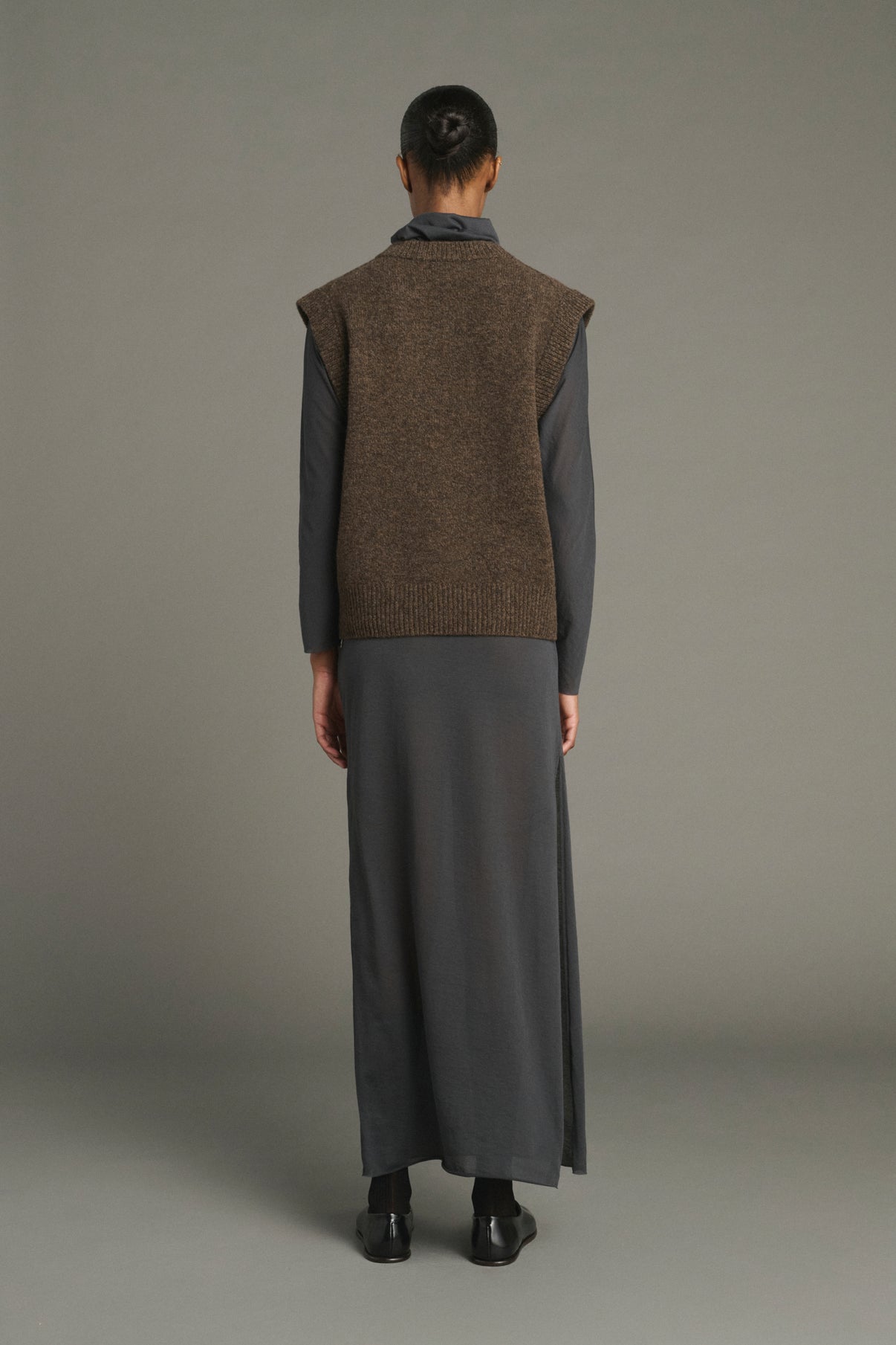 Karl pullover - Heathered Brown - Merino Wool - Women vue 2