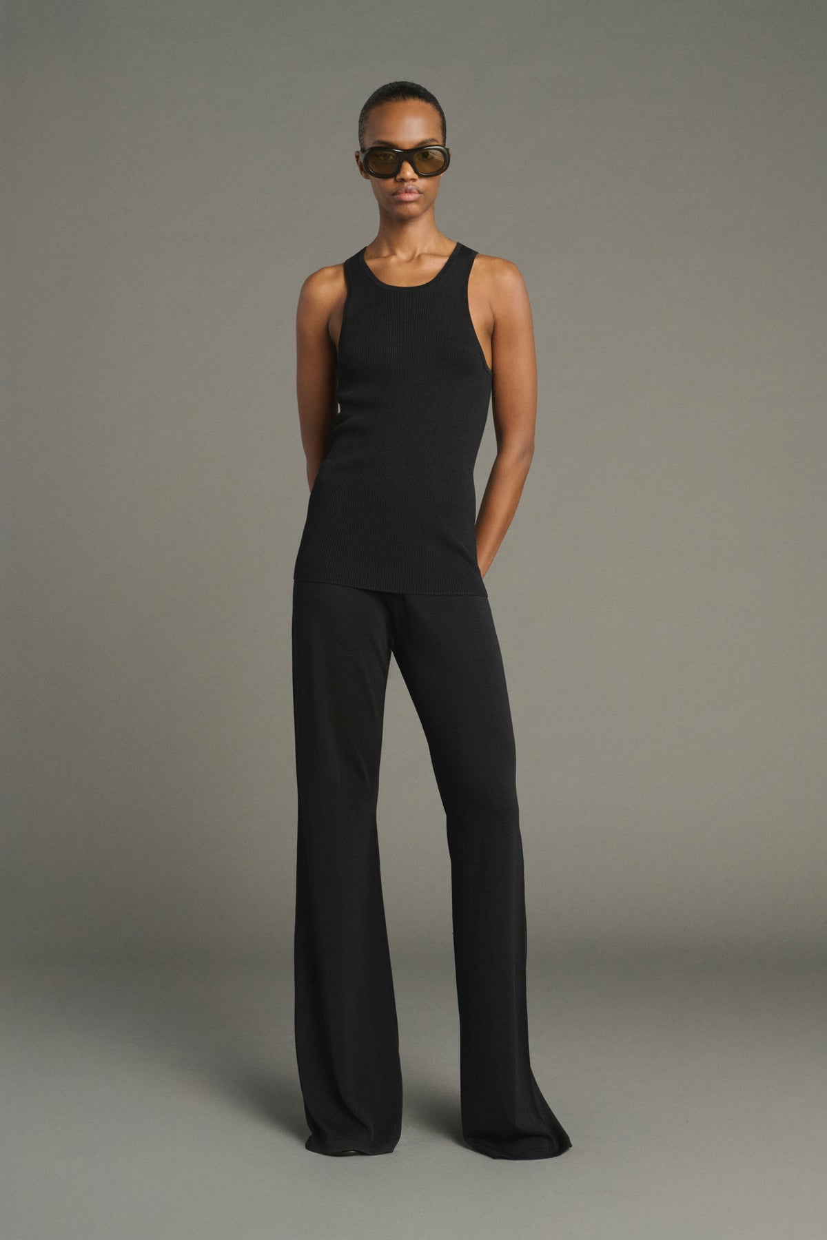 Kyle trousers - Women's black wool and silk flared trousers - Soeur vue 3