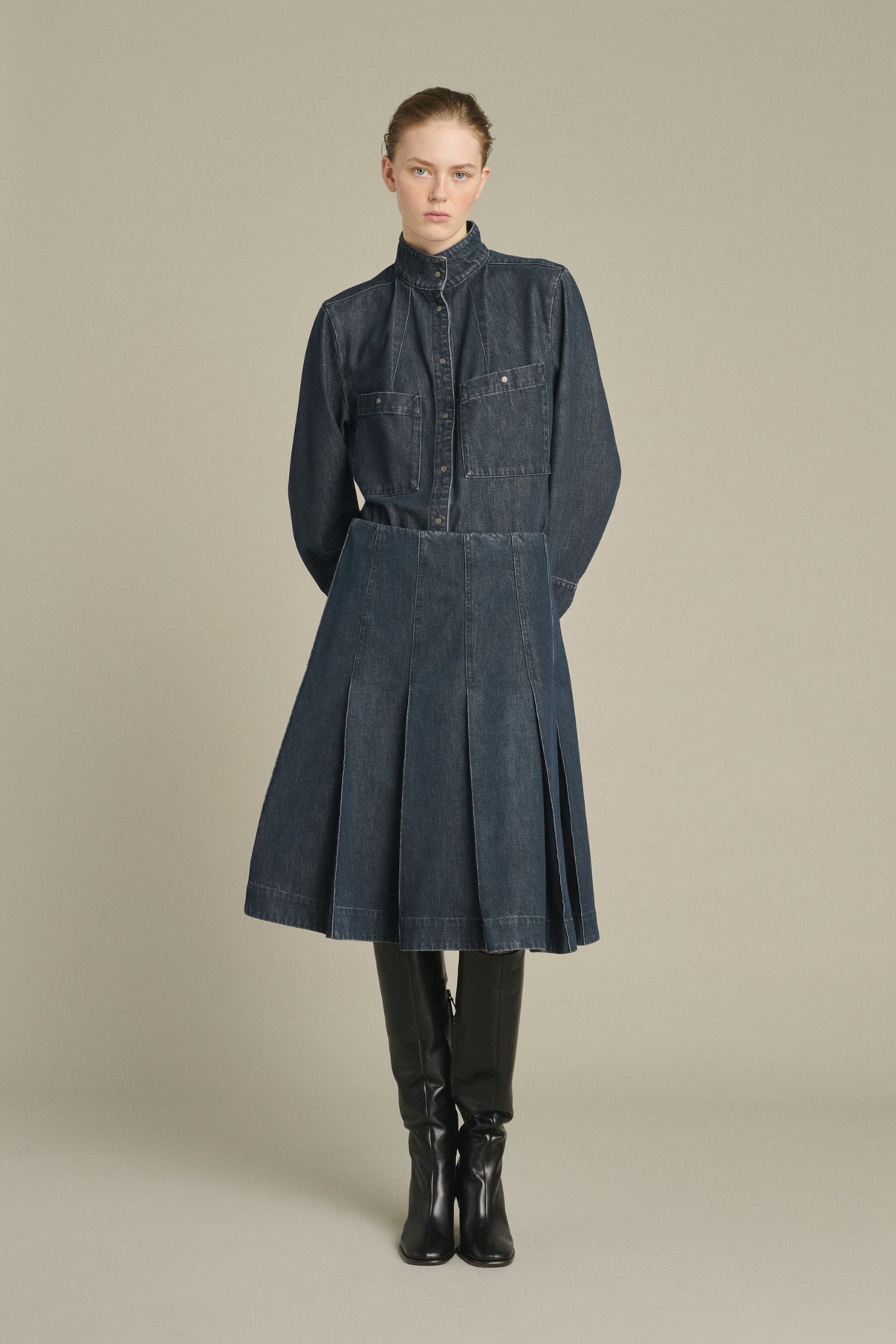 Klea skirt - Blue Grey - Cotton - Women vue 1