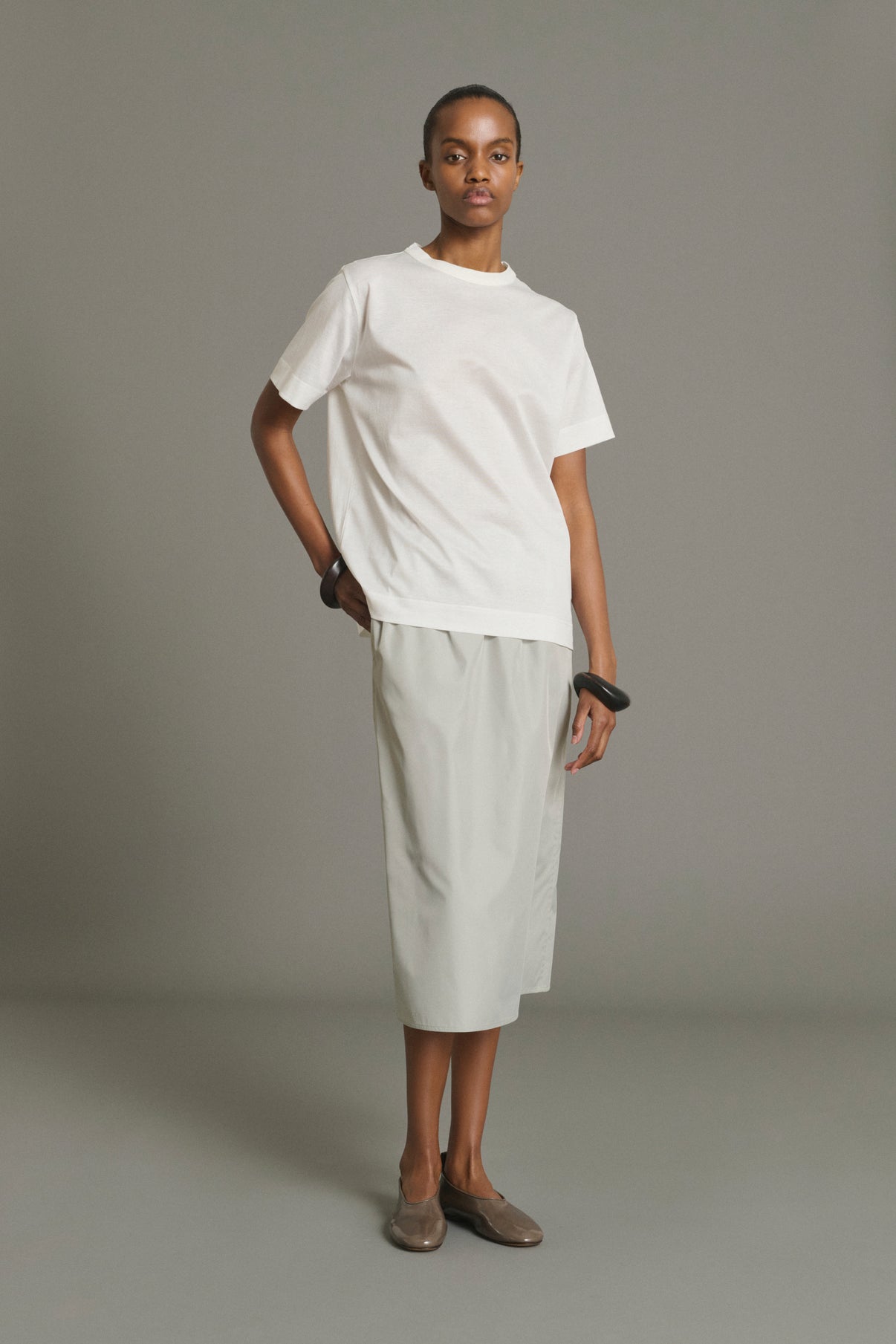 Basic T-Shirt - White Mercerised Cotton Women - Soeur vue 5