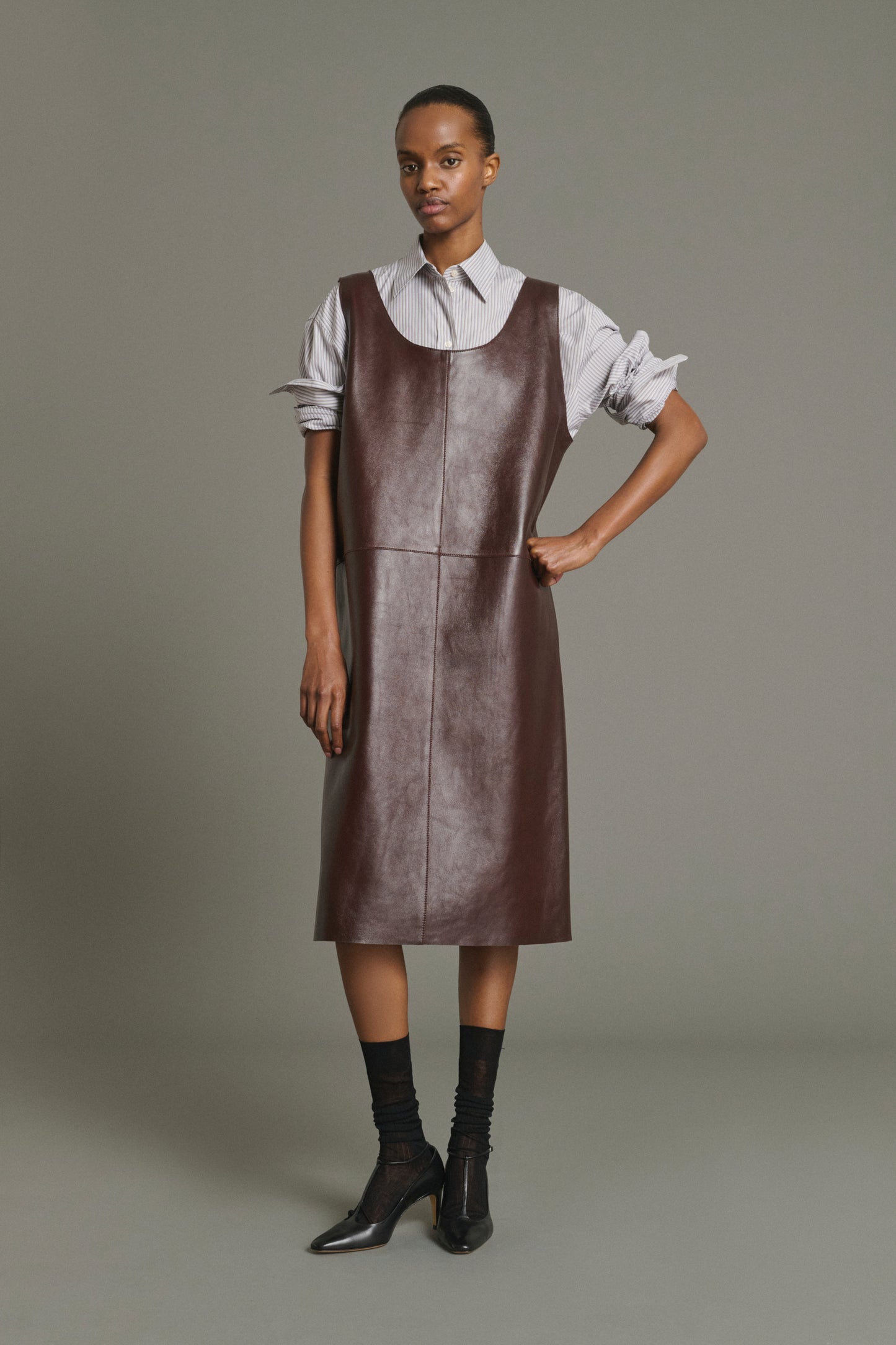 Dress Joa - Bordeaux - Leather - Women