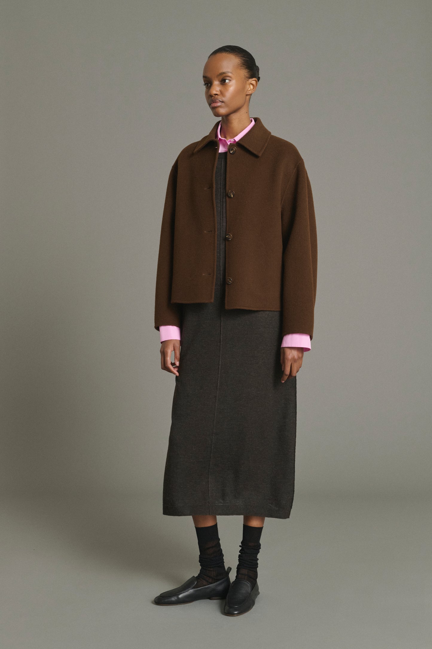 Gyoda Coat - Chocolate - Wool - Women