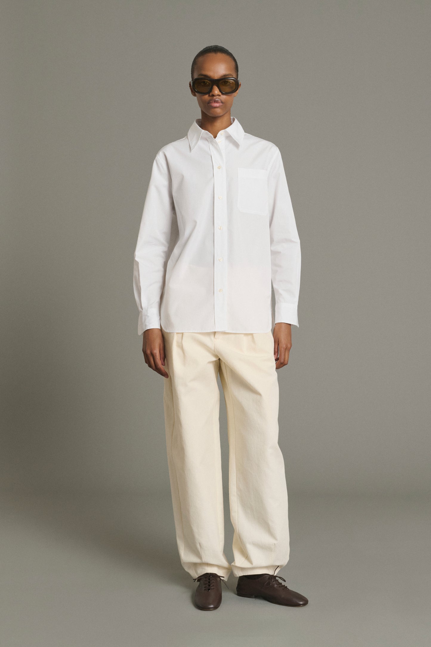 Saphir Shirt - White Organic Poplin Oversized Women - Soeur