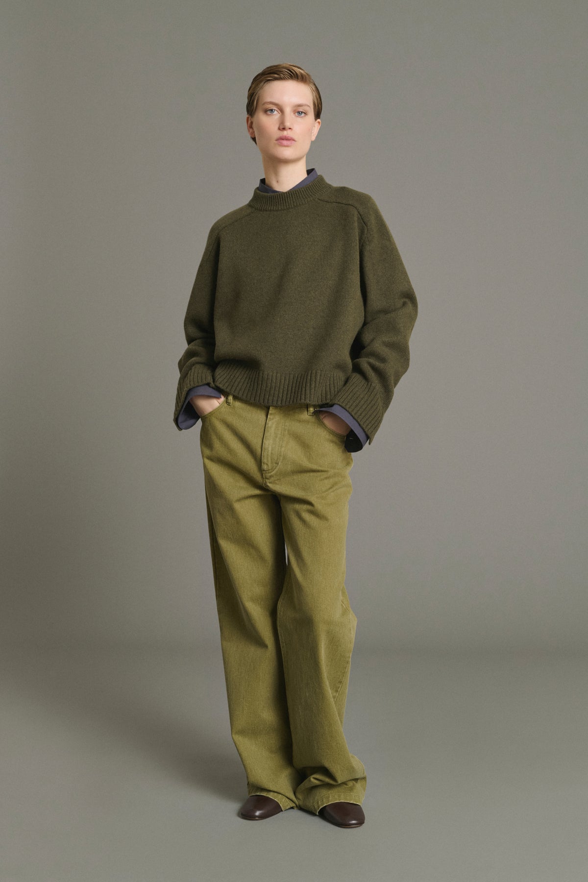 Pullover Will - Khaki Marl - Merino Wool - Women vue 1