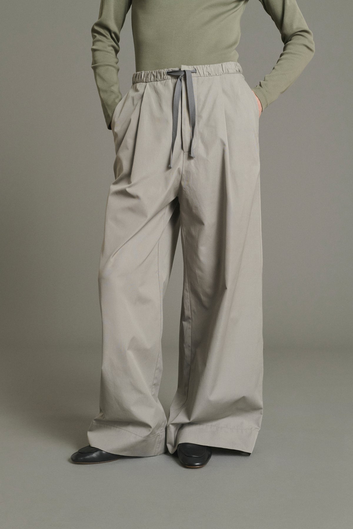 Hugues wide-leg trousers in grey poplin for women - Soeur vue 2