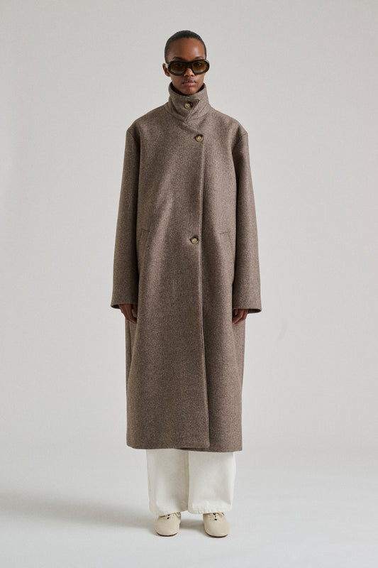 Germain coat - oversized taupe herringbone wool - Soeur