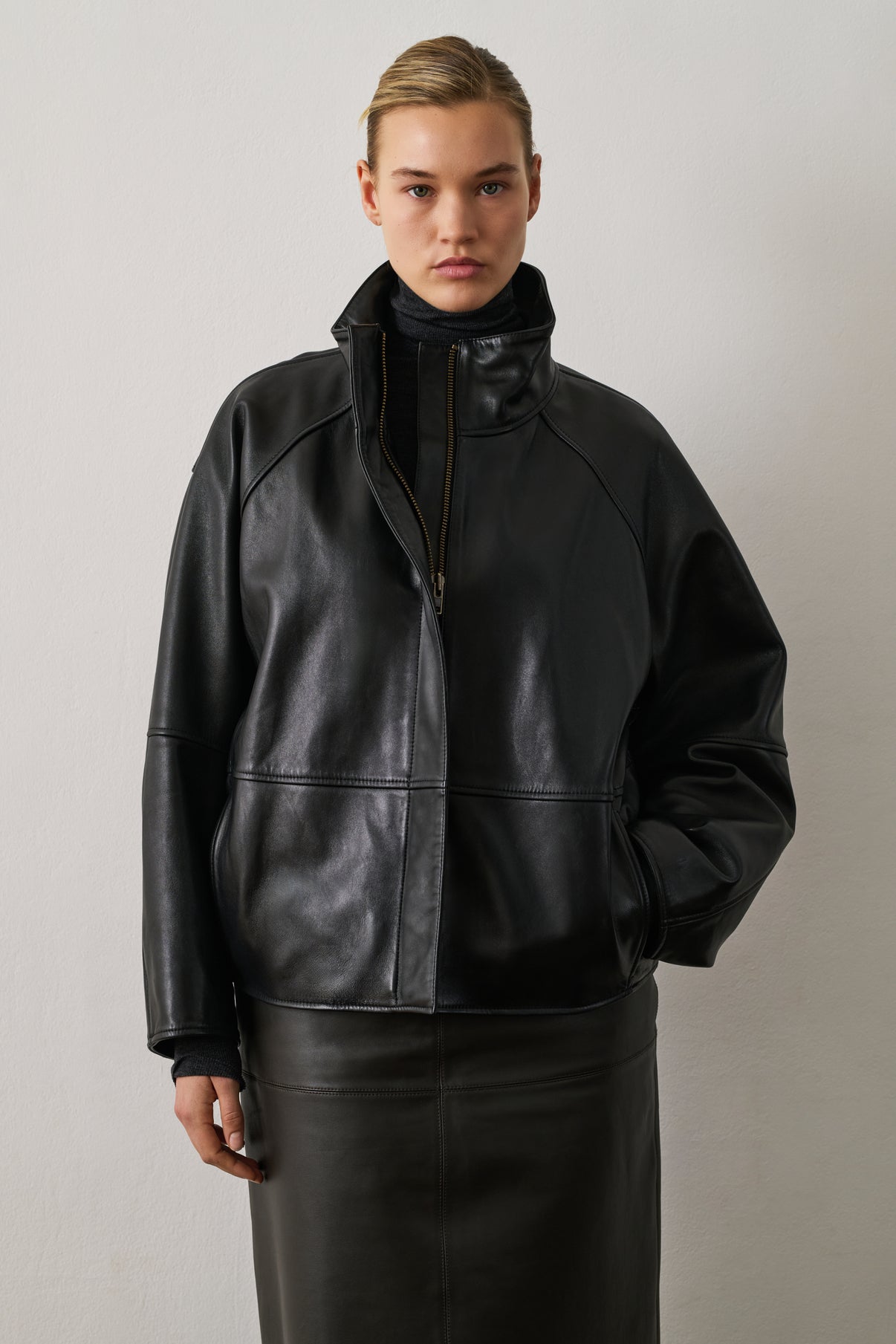 Veste Gamma - Noir - Cuir - Femme vue 4