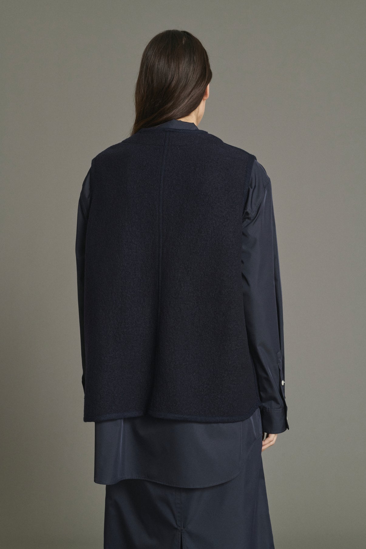 Jacket Chicago - Navy Boiled Wool Women - Soeur vue 4