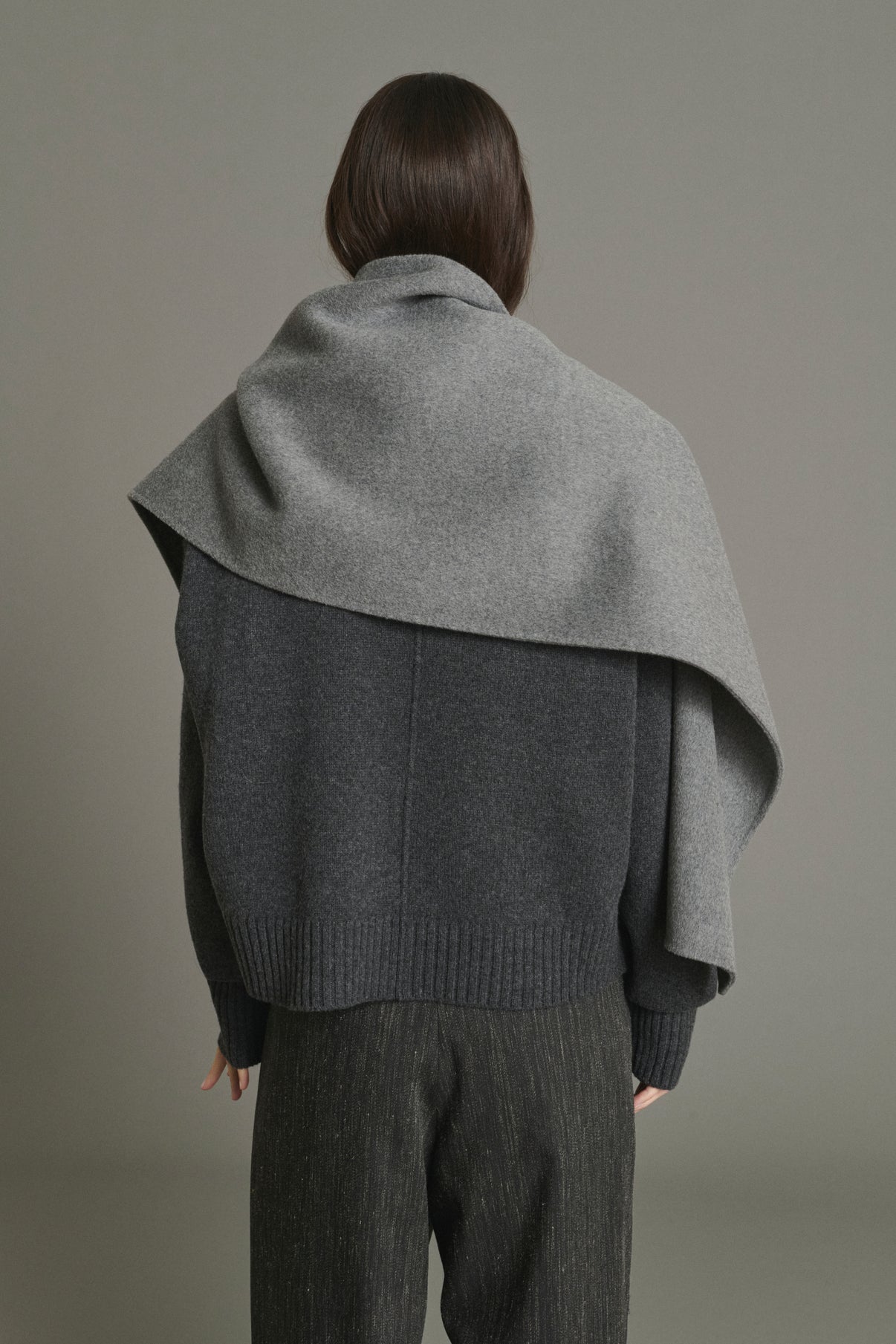 Lisette cape - Light Grey - Wool - Women vue 4