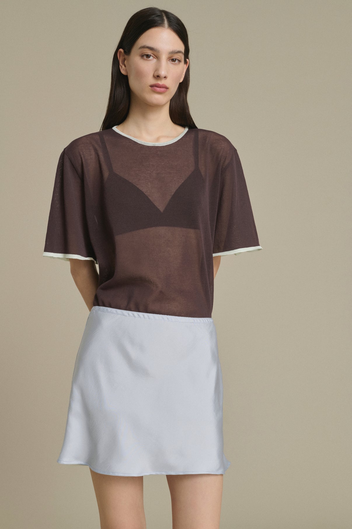 Anna mini sky blue knit skirt Soeur & TL180 - Soeur vue 3