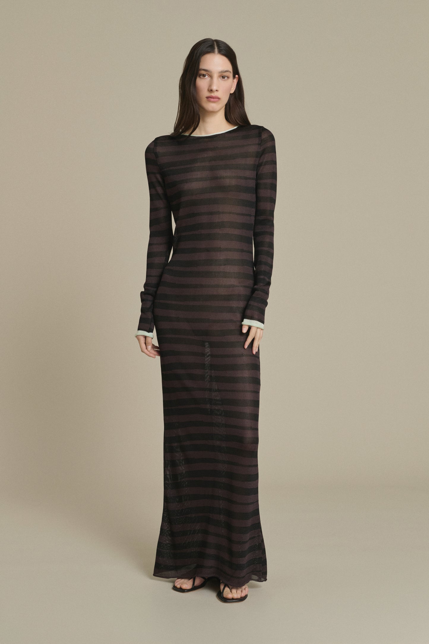 Momo long striped chocolate and black dress Soeur & TL180 - Soeur