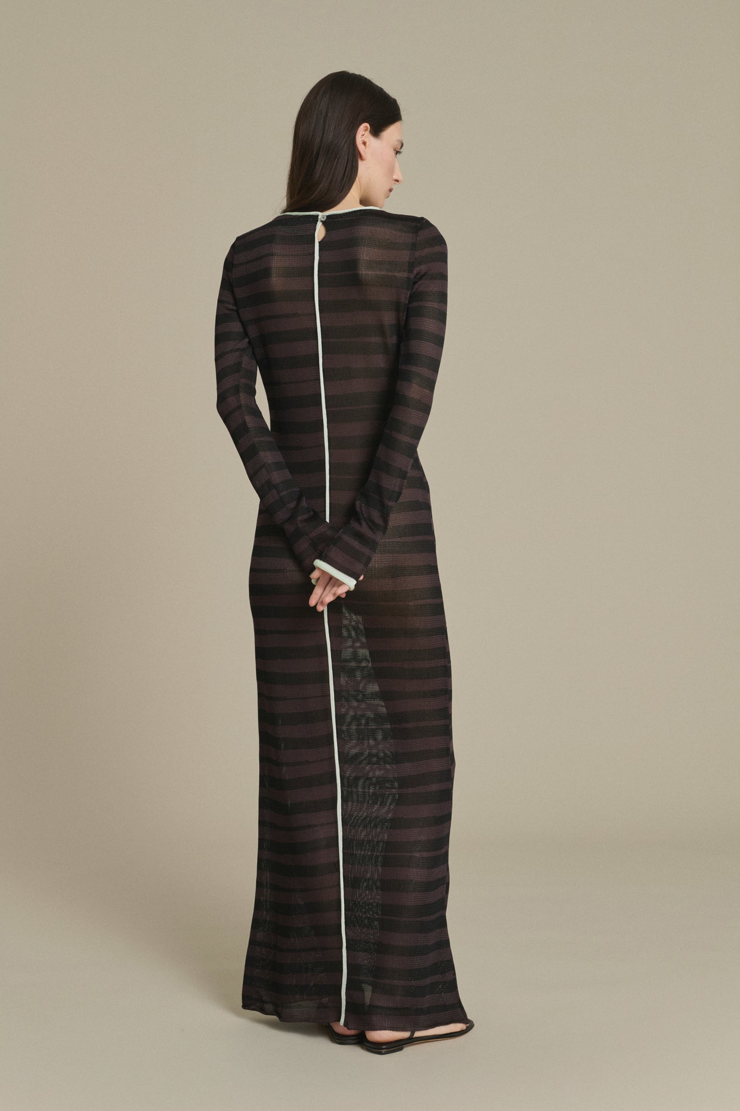 Momo long striped chocolate and black dress Soeur & TL180 - Soeur