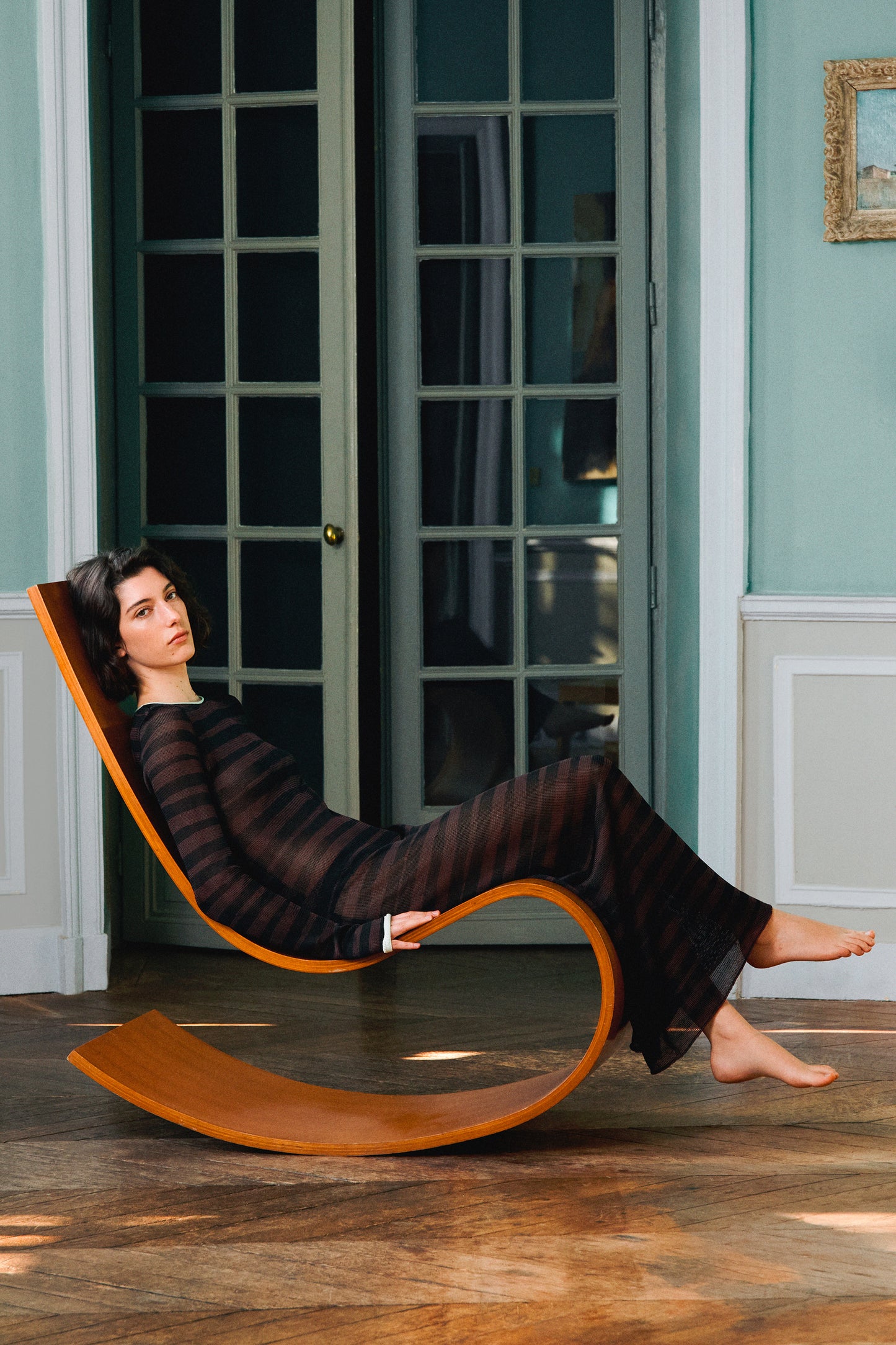 Momo long striped chocolate and black dress Soeur & TL180 - Soeur