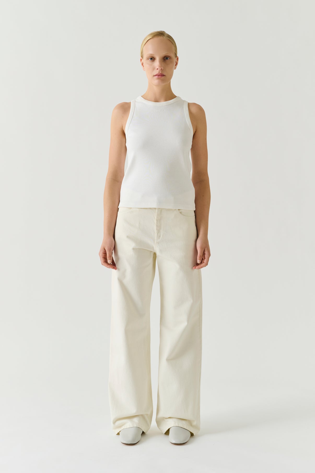Dolly Vest Top - White Fine Ribbed Organic Cotton Women - Soeur vue 1
