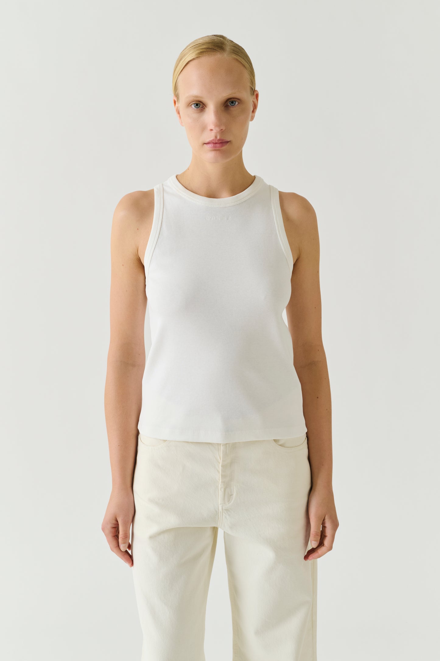 Tank Top Dolly - White Cotton Fine Ribs Women - Soeur