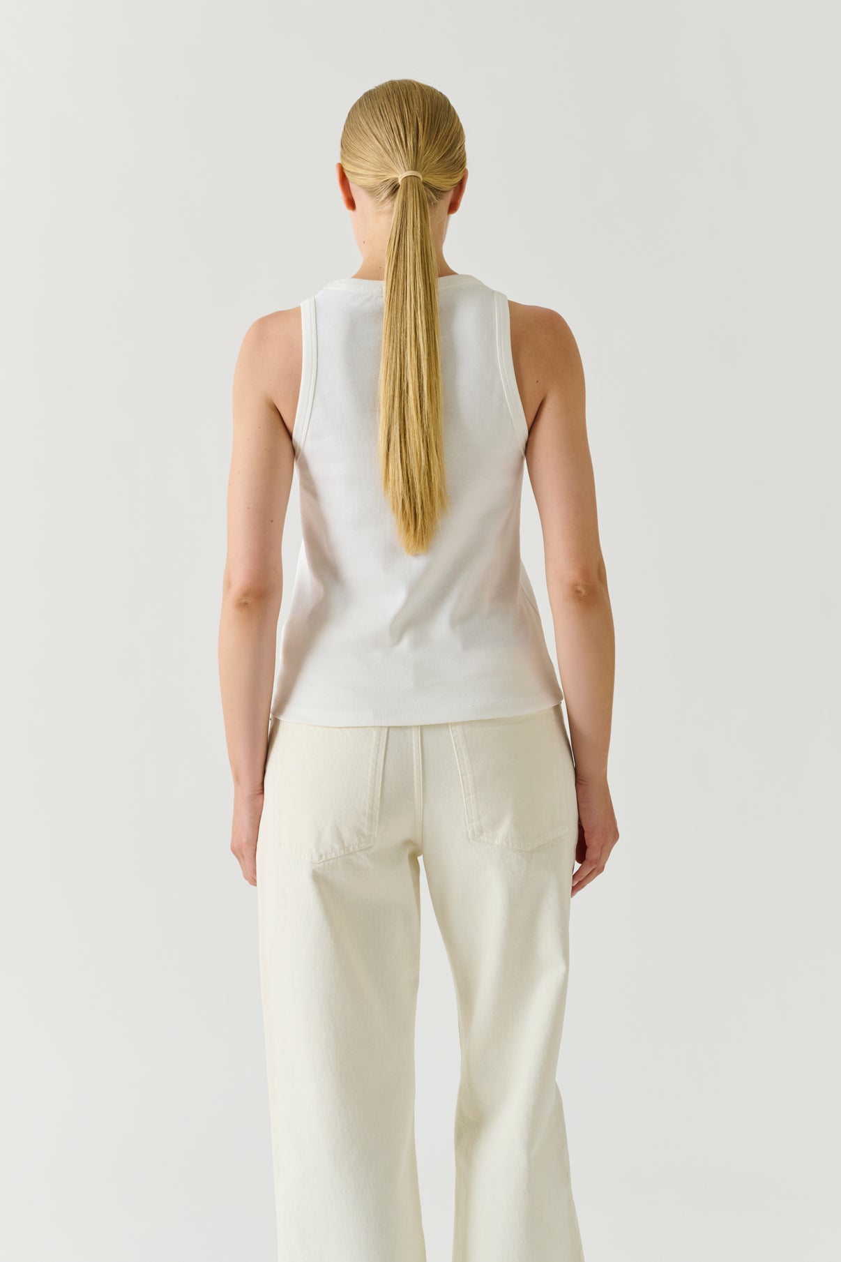 Dolly Vest Top - White Fine Ribbed Organic Cotton Women - Soeur vue 3